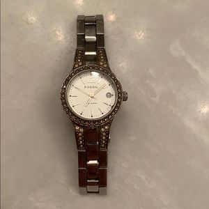 Small women’s fossil watch silver and rhinestone